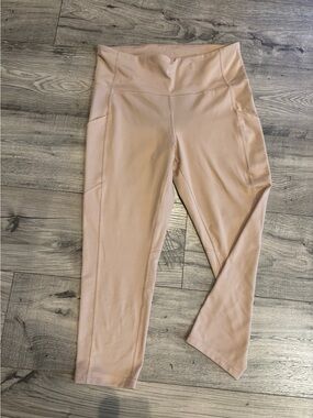 Xersion EverUltra Crop Leggings Tan High Rise Side Pocket Women's L